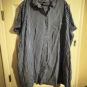 Old Navy Blue and White Striped Button-Down Shirt Dress